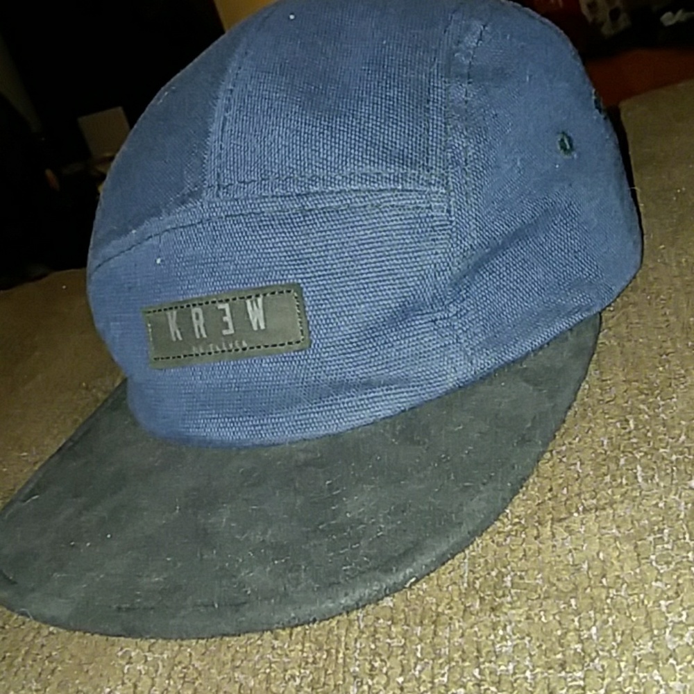 Krew leather strap panel hat with suede bill
